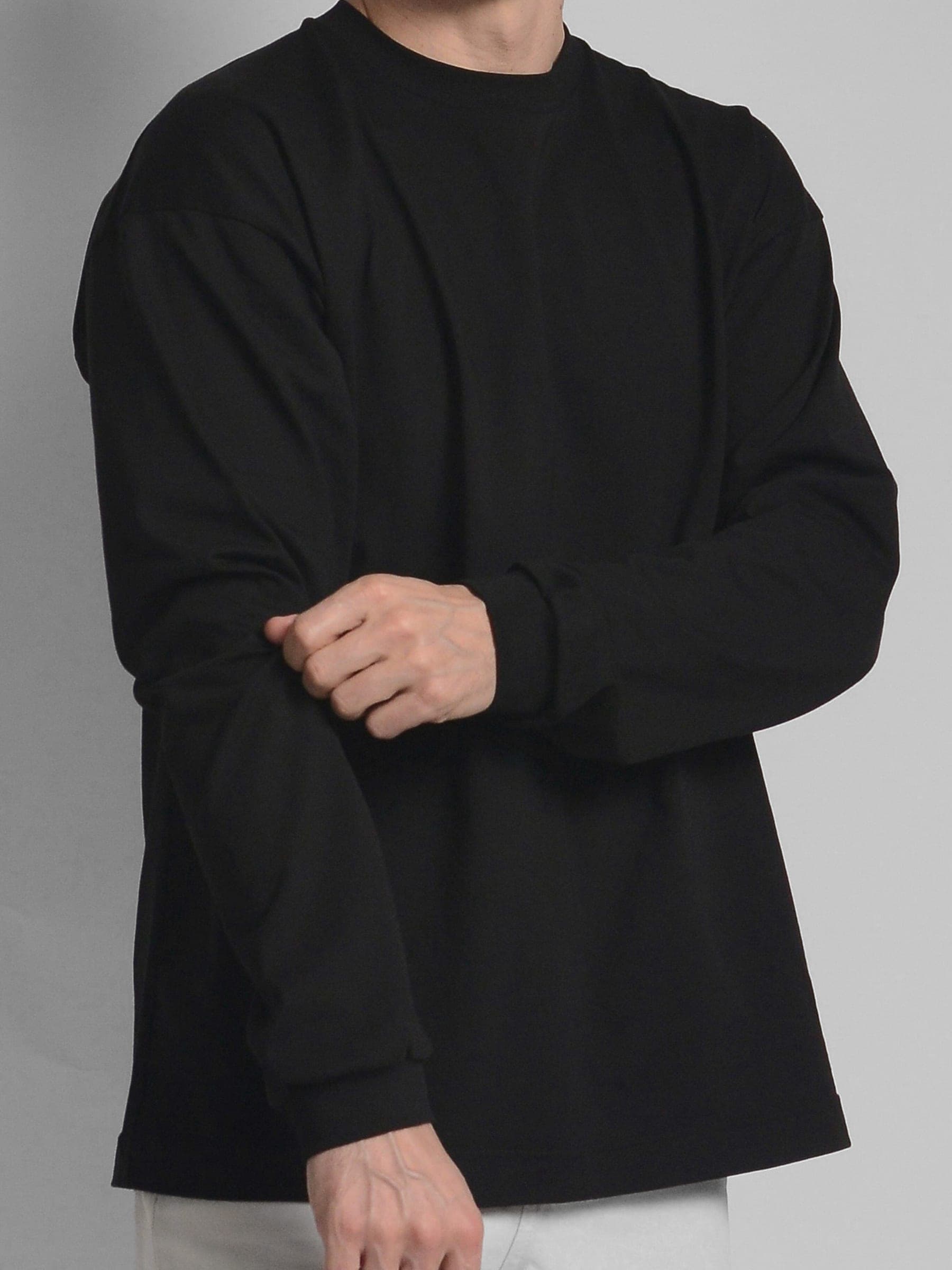 365.APParel Basic Longsleeve Black — man, three-quarter back view, studio (2)