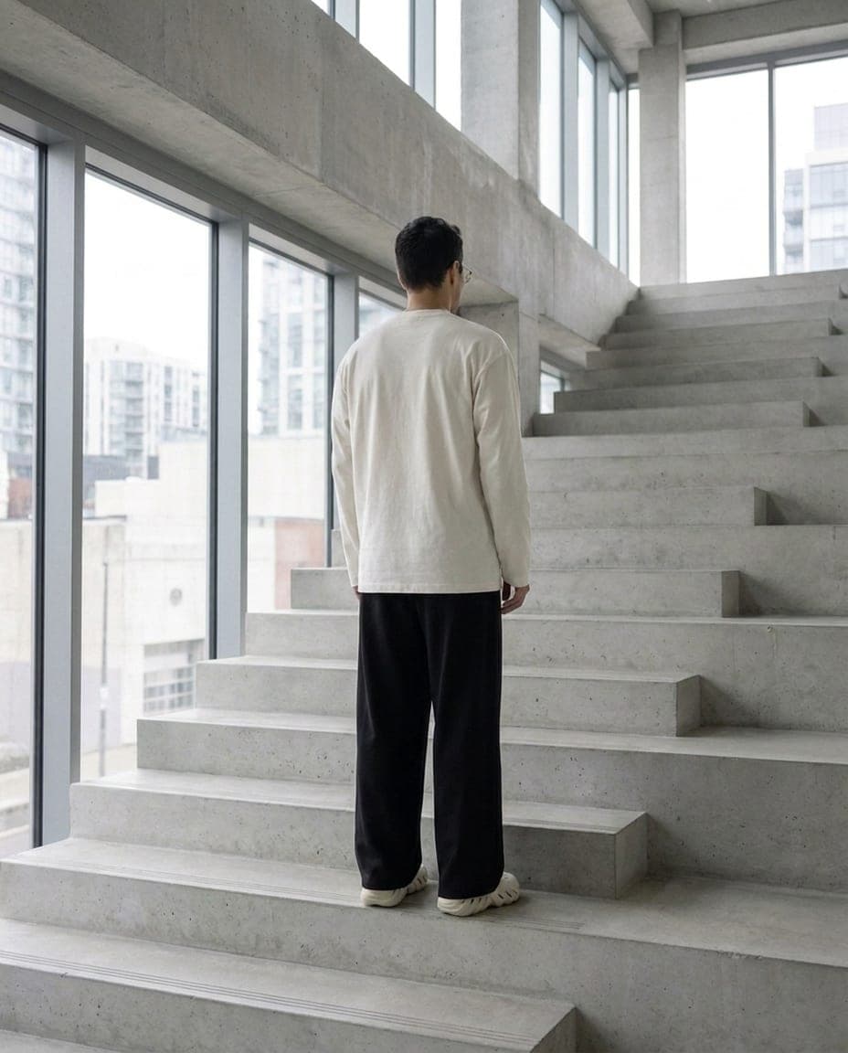 365APParel-basic-longsleeve-off-white-man-back-staircase