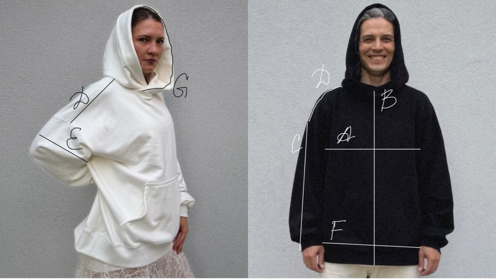 Measurement diagram: Oversize Hoodie